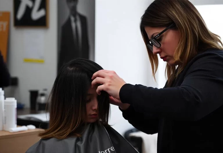 modelo cortando cabelo